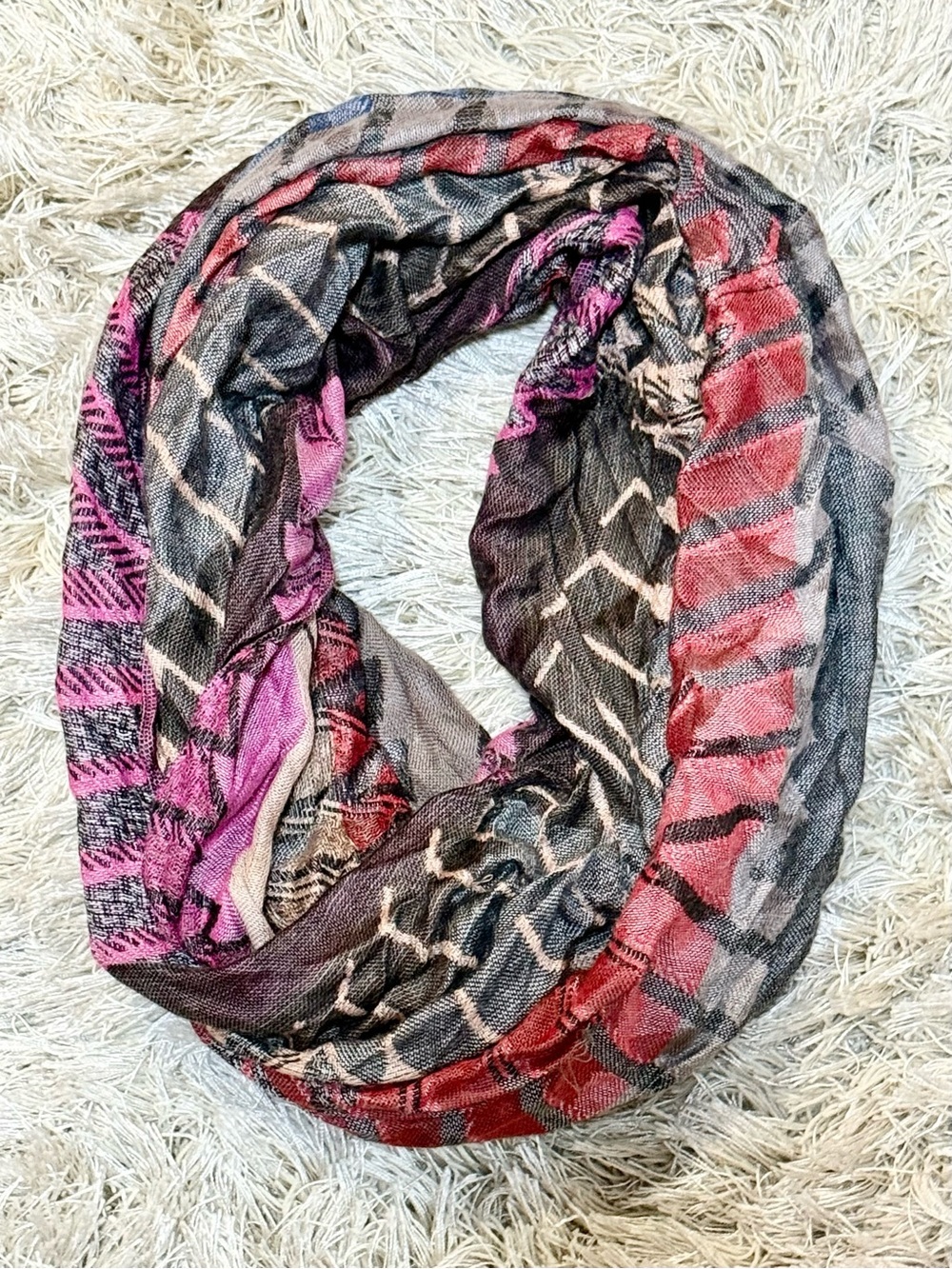 Boho Multicolor Infinity Scarf Geometric Tribal Print Lightweight Wrap Nordstrom - Picture 2 of 8